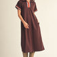 FALL VIBE ZIP BROWN DRESS