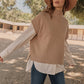 MOCK NECK TAUPE TOP
