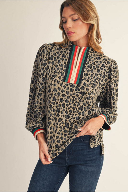 CHEETAH STRIPE 1/4 ZIP
