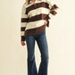STRIPE ZIP CHARCOAL SWEATER