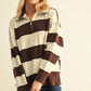 STRIPE ZIP CHARCOAL SWEATER
