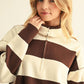 STRIPE ZIP CHARCOAL SWEATER