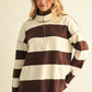 STRIPE ZIP CHARCOAL SWEATER
