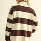 STRIPE ZIP CHARCOAL SWEATER