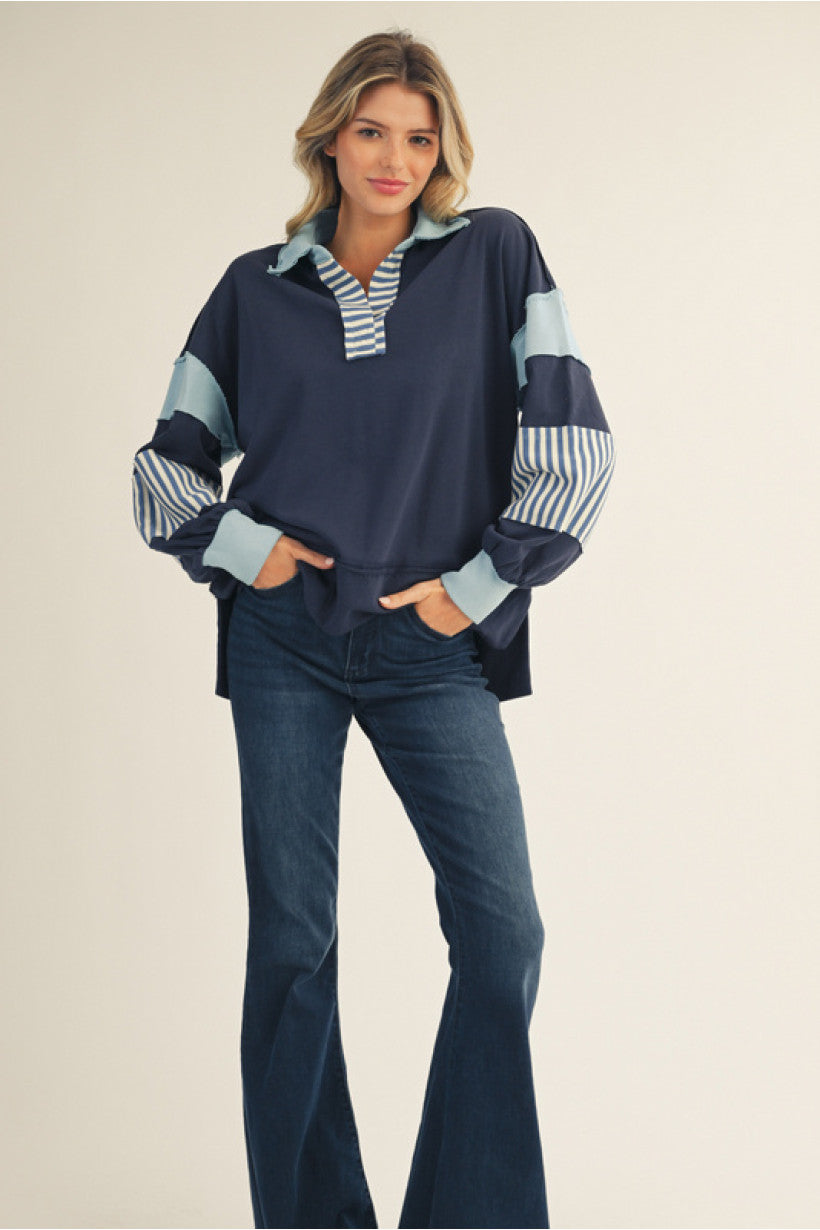 MIX MATCH NAVY LS TOP