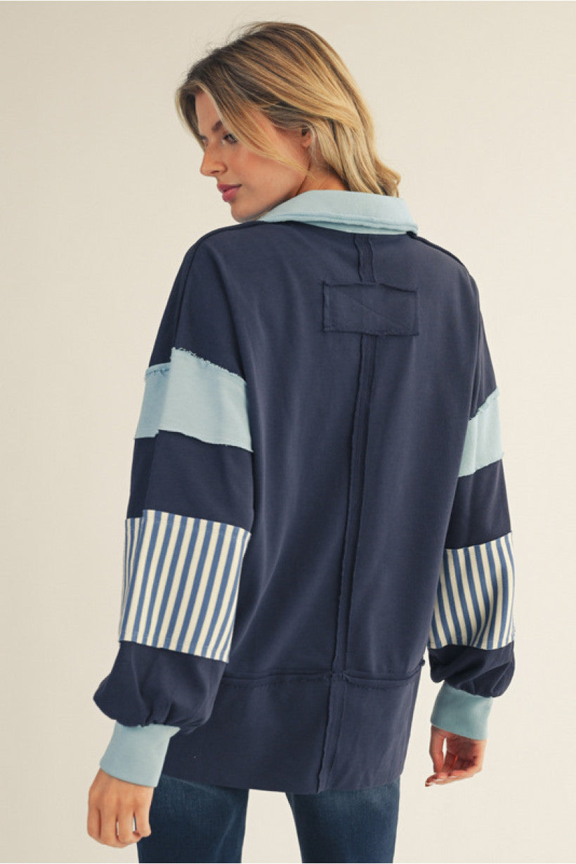 MIX MATCH NAVY LS TOP