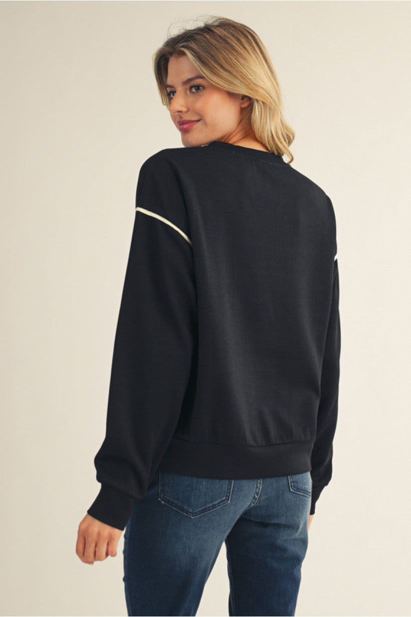 DROP SHOULDER BLK SWEATSHIRT