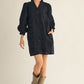 FLORAL EMB BLK DRESS