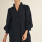 FLORAL EMB BLK DRESS