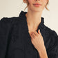 FLORAL EMB BLK DRESS