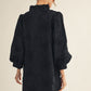 FLORAL EMB BLK DRESS