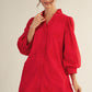 FLORAL EMB RED DRESS