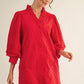 FLORAL EMB RED DRESS