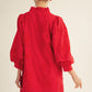 FLORAL EMB RED DRESS
