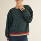 CREW STRIPE CHEETAH SWEATER