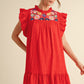 FLORAL YOKE MIDI DRESS