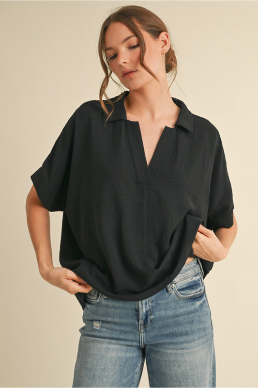 BOXED COLLAR SS BLACK TOP
