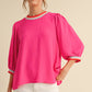 U NECK PINK STRIPE TOP