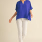 BOXED COLLAR SS ROYAL BLUE TOP