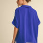BOXED COLLAR SS ROYAL BLUE TOP
