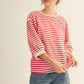 STRIPE 3/4 SS RED TOP