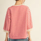 STRIPE 3/4 SS RED TOP