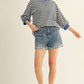STRIPE 3/4 SS NAVY TOP