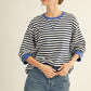 STRIPE 3/4 SS NAVY TOP