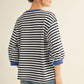 STRIPE 3/4 SS NAVY TOP