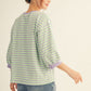 STRIPE 3/4 SLEEVE APPLE GREEN TOP