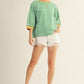 STRIPE 3/4 SS GREEN STRIPE TOP