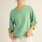 STRIPE 3/4 SS GREEN STRIPE TOP