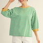 STRIPE 3/4 SS GREEN STRIPE TOP