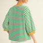 STRIPE 3/4 SS GREEN STRIPE TOP