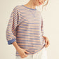 STRIPE 3/4 SLEEVE BLUE TOP
