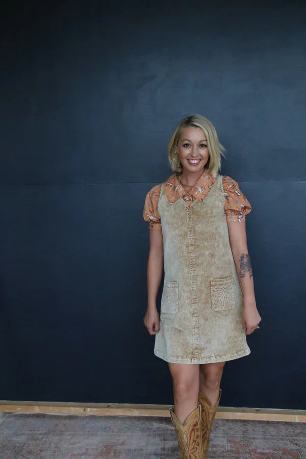 CORDUROY BOOT STITCH DRESS