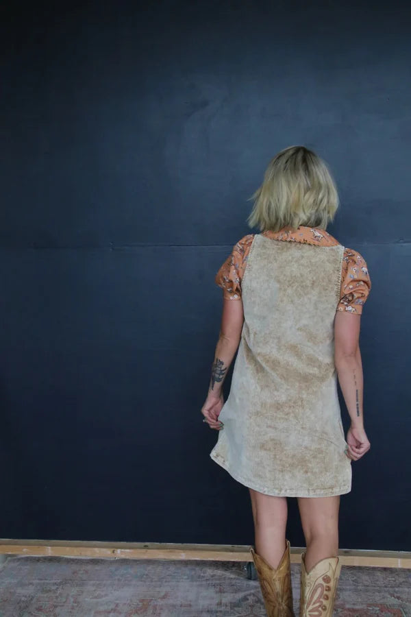 CORDUROY BOOT STITCH DRESS
