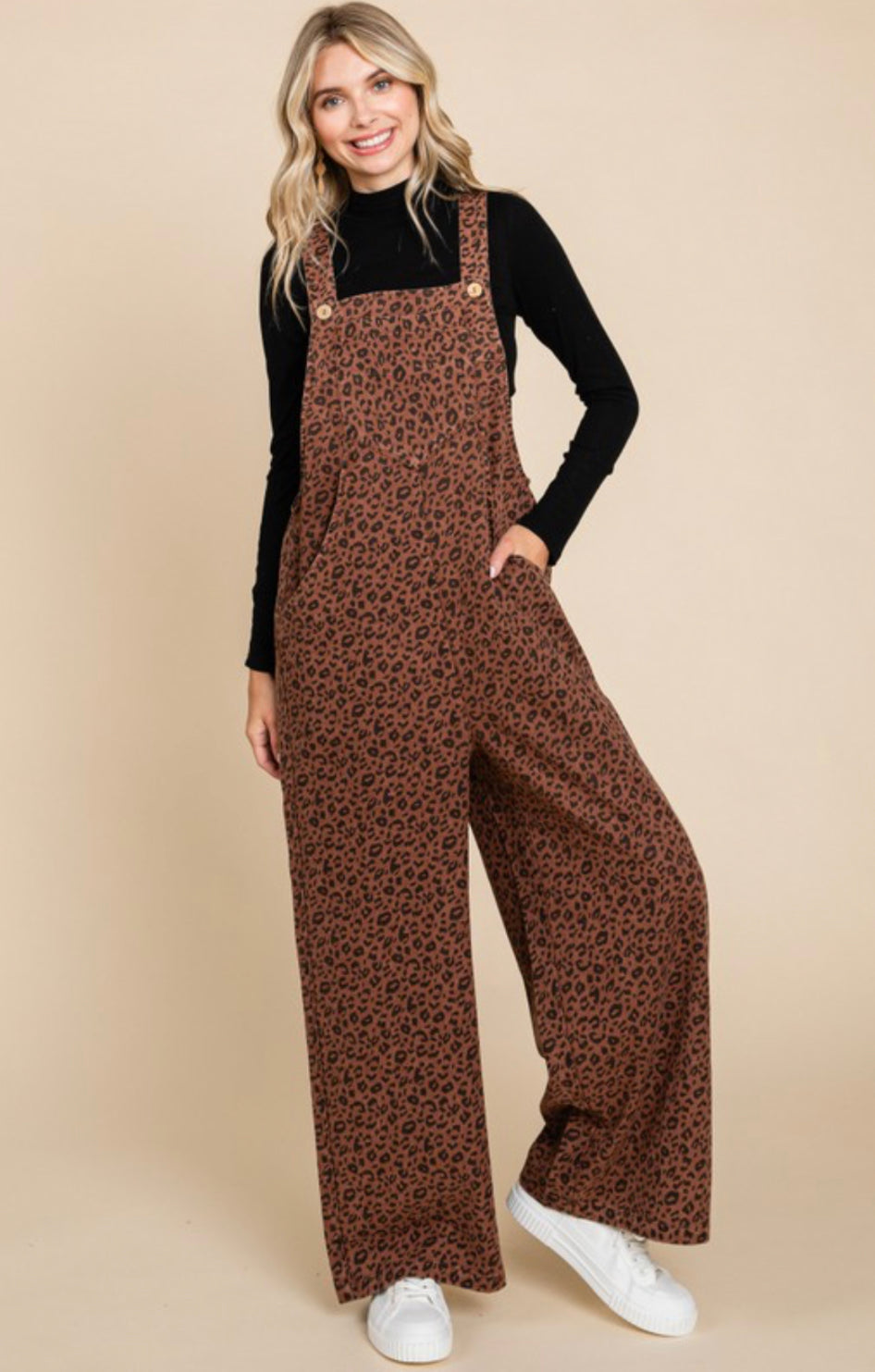 Vintage Wash Leopard Overalls