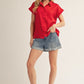 SATIN BUTTON RED TOP