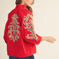 WM PLAID 3/4 RED TOP