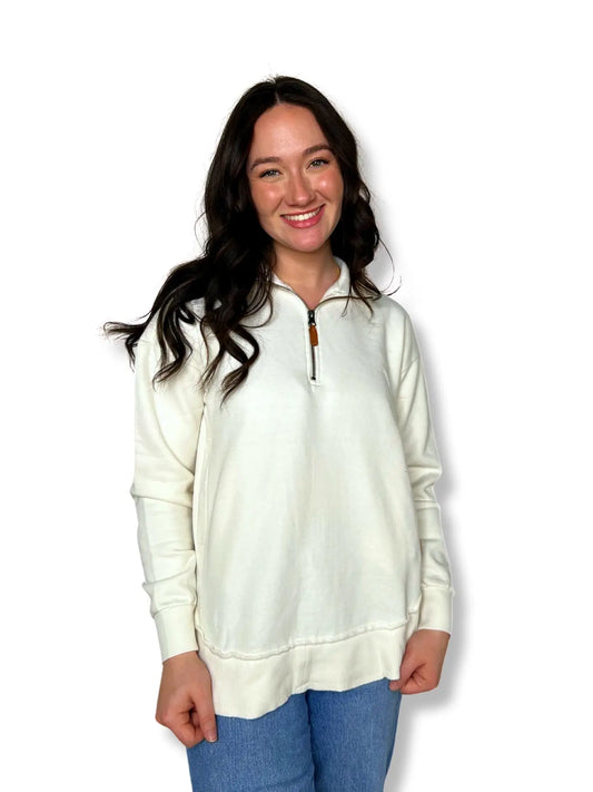 QUILTED IVORY PULLOVER