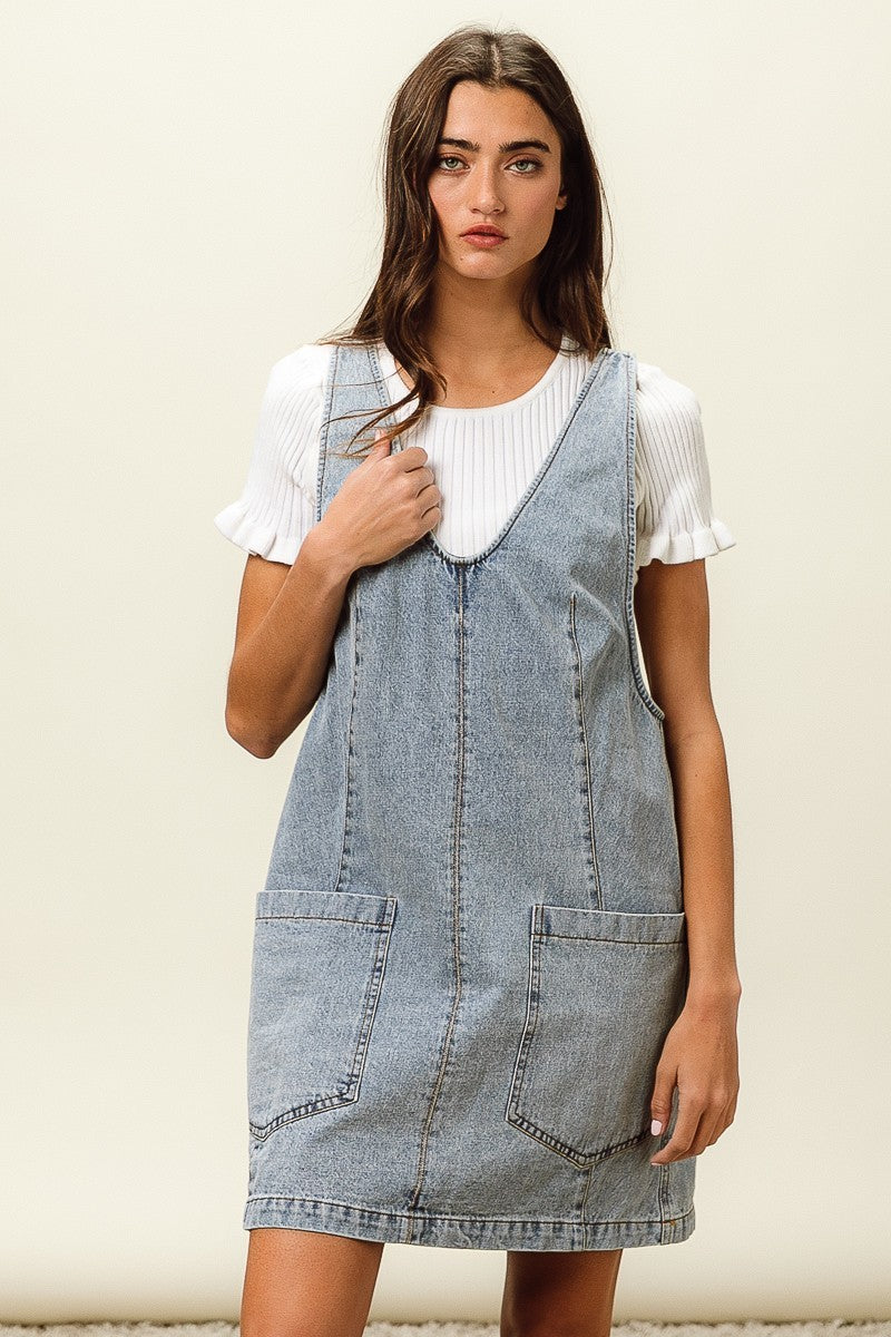 DENIM SUSPENDER DRESS