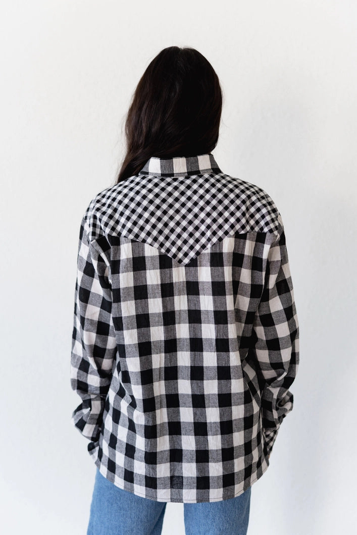 GINGHAM MIXED BLACK LS