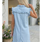 RUFFLED COLLAR DENIM DRESS