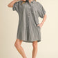 COLLARD STRIPED SHIRT DRESS