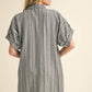 COLLARD STRIPED SHIRT DRESS