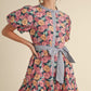 BOW BELT FLORAL DRESS