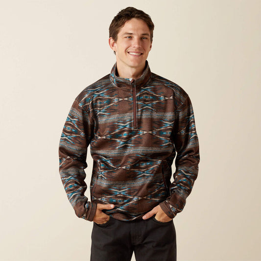 ARIAT MEN CALDWELL 1/4 ZIP MAHOGANY SWEATER