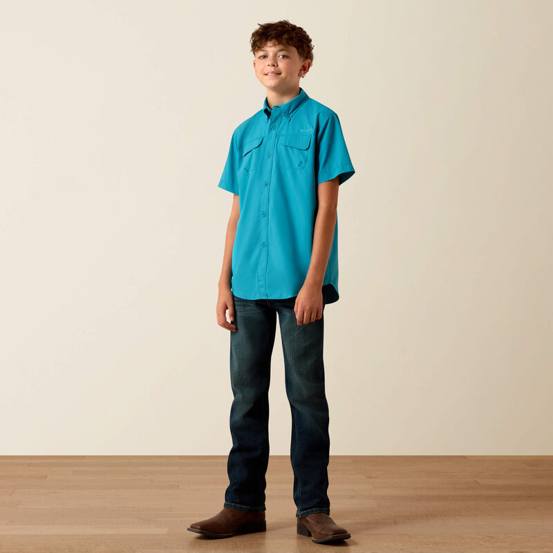 BOY VENT-TEK OUTBOUND BLUE MOON TURQUOISE SS SHIRT