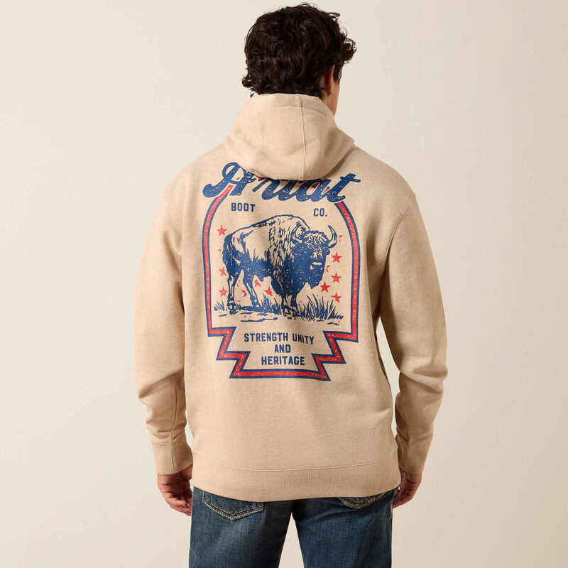 MENS BISON ARCHER OATMEAL HOODIE